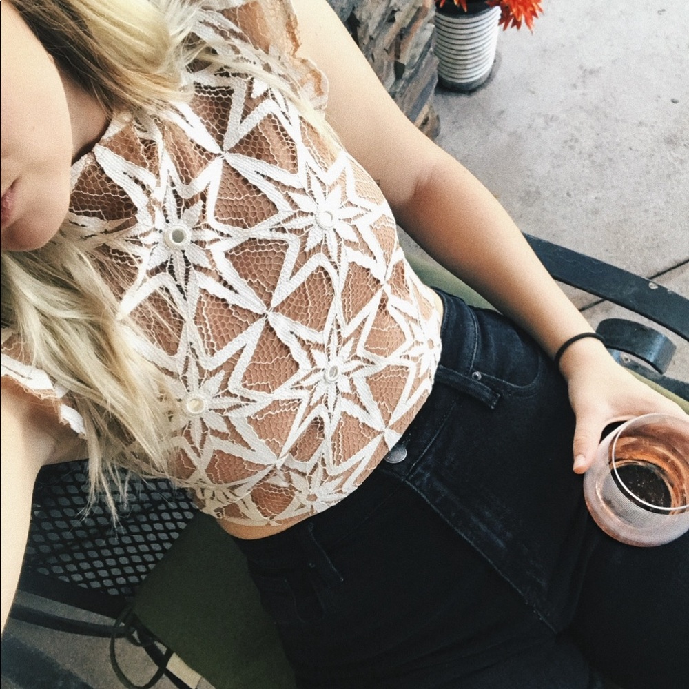 For Love & Lemons Tan And Metz Crop Blouse